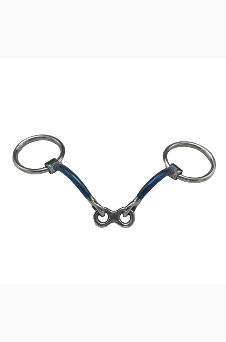 French Link Snaffle Bradoon Bit: Metal Bit with French Link Center and Loose Rings