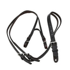 ACTraining Overcheck Front/Back, designed for training horses, made of brown leather with adjustable buckles, laid flat on a white background.