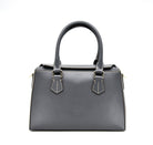 Freedman's Dormeuse Bag: Gray Leather Handbag with Top Handle and Gold Hardware