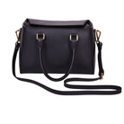 Freedman's Dormeuse Bag: Black Leather Handbag with Top Handle and Gold Hardware