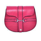 Pink leather Small Snaffle Bit Shoulder Bag by Freedman's with gold snaffle bit hardware, displayed on a white background.


