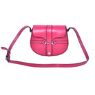 Pink leather Small Snaffle Bit Shoulder Bag by Freedman's with Silver snaffle bit hardware and adjustable strap, displayed on a white background.