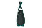 Side view of Oxford Large Cotton Tote in black and green, standing on a white background.

