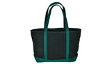 Back view of Oxford Large Cotton Tote in black and green, standing on a white background.


