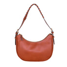 Cognac Brett Bag with braided shoulder strap, shown on a white background.