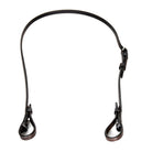 Brown leather Bradoon Strap/Snaffle on a white background.