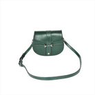 Green leather Small Snaffle Bit Shoulder Bag by Freedman's with gold snaffle bit hardware and adjustable strap, displayed on a white background.
