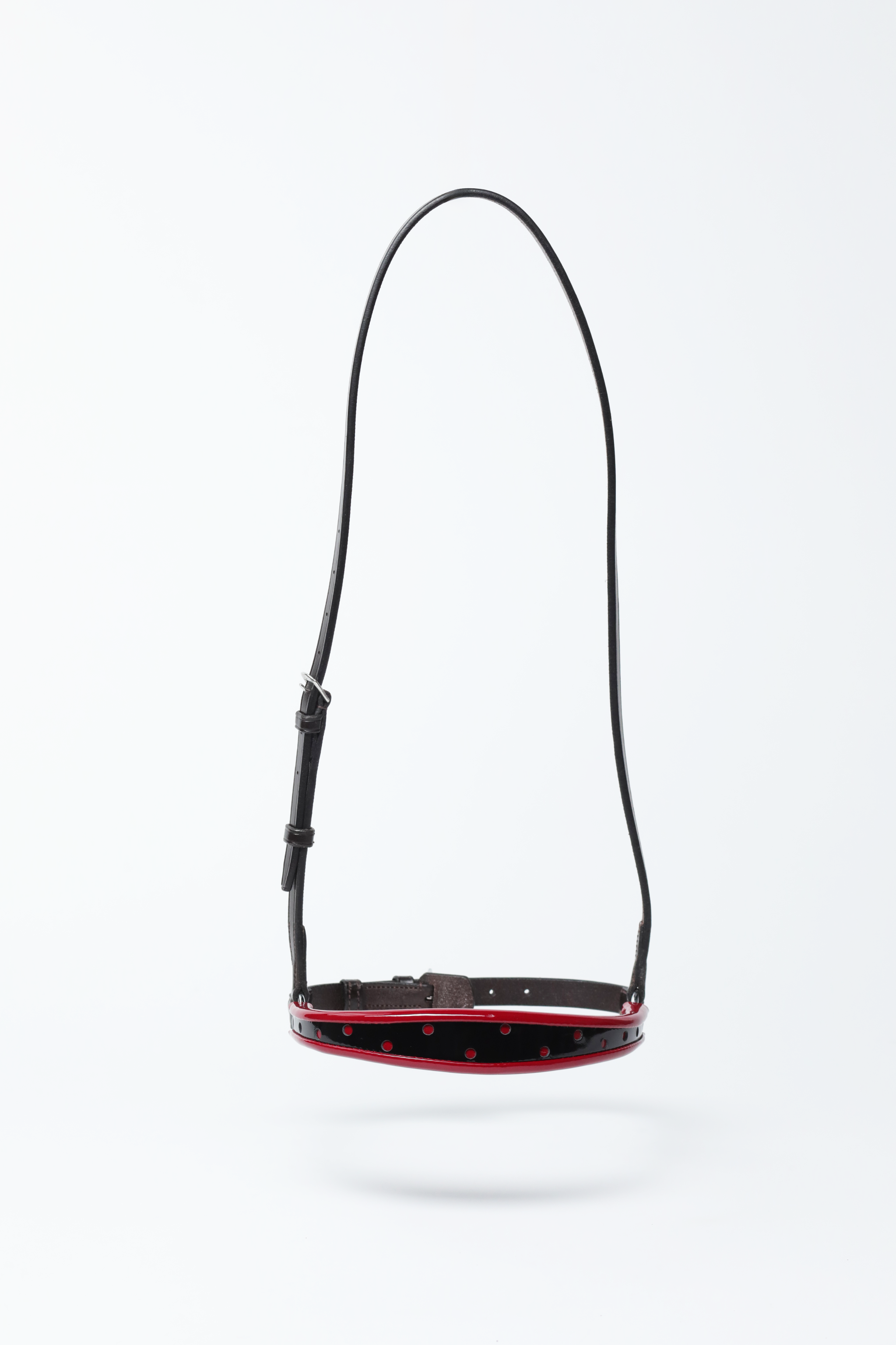  Freedman's Tapered Show Caveson, black/dark red turned edge with black dots.