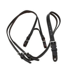 ACTraining Overcheck Front/Back, designed for training horses, made of brown leather with adjustable buckles, laid flat on a white background.