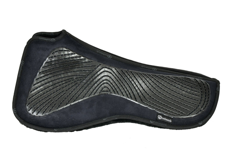 Black Acavallo gel/silicone and memory foam half pad with cut-back design and black eco fleece lining - Silo