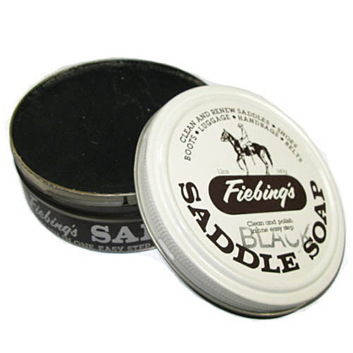 Fiebing's Saddle Soap: Black Leather Cleaner and Conditioner in Open Tin Container