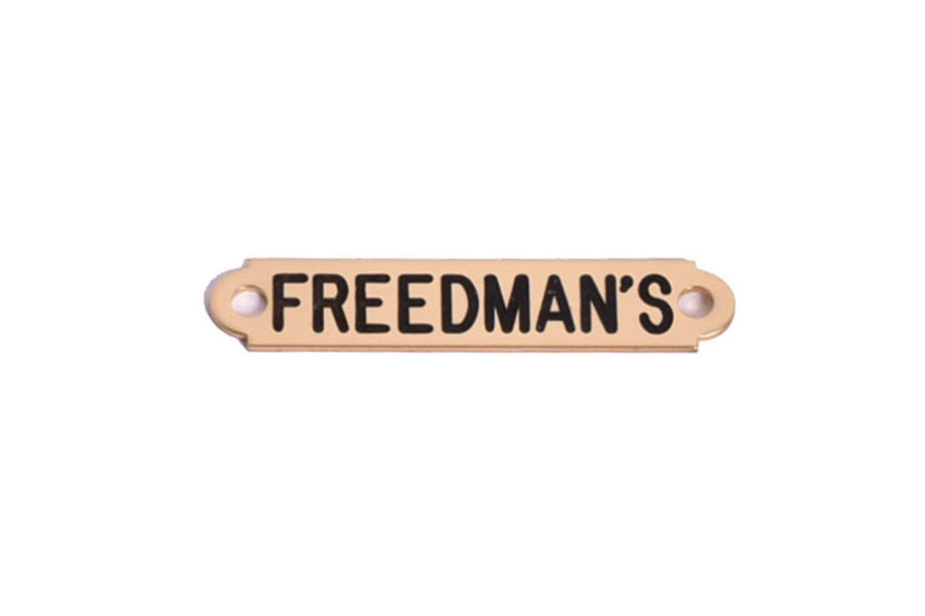 Brass Bridle Plate with the brand name "FREEDMAN'S" in black lettering, shown on a white background.