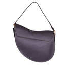Brown leather Burghley Shoulder Bag with saddle stitching, buckle closure, and adjustable strap, on a white background.