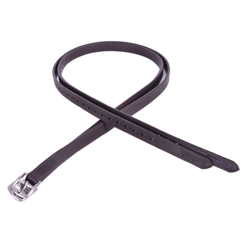 Kids' 3/4" Soft Stirrup Leathers: Brown Leather Stirrup Leathers with 3/4 Inch Width, Soft Texture, and Metal Buckles
