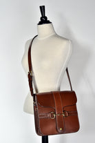 Brown Leather Large Snaffle Bit Shoulder Bag with gold-tone hardware.