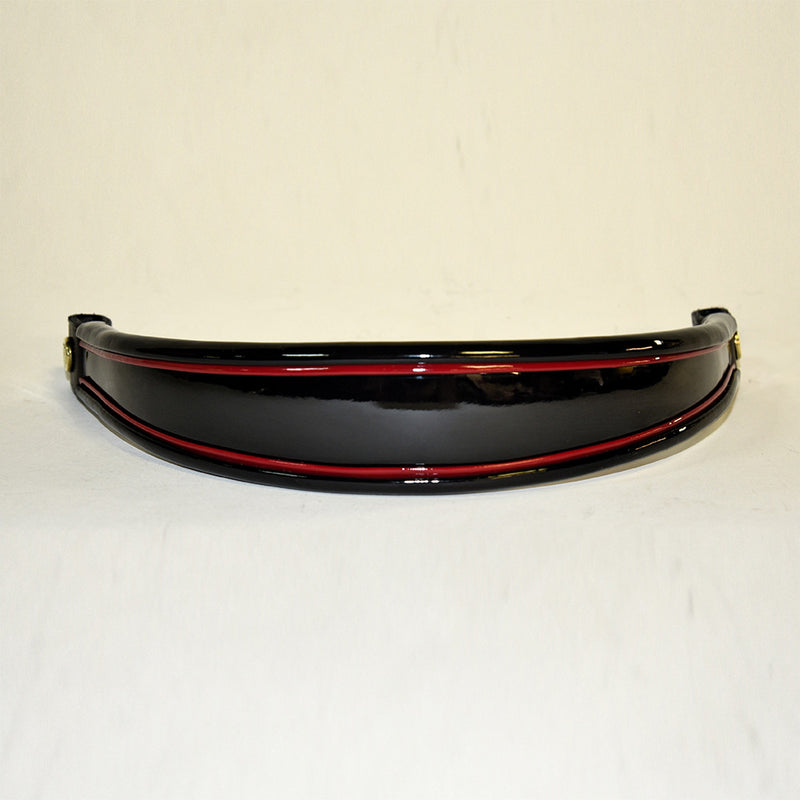 North Wind Stable Browband, black patent leather with red piping.