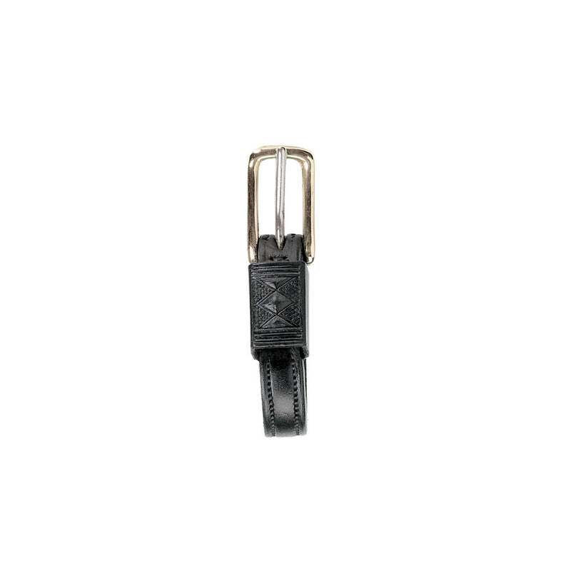Black leather Open Loop Shaft Tugs with silver buckle.


