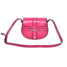Pink leather Small Snaffle Bit Shoulder Bag by Freedman's with Silver snaffle bit hardware and adjustable strap, displayed on a white background.