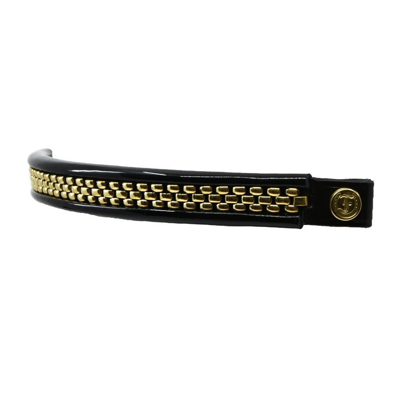 Chain Browbands with Logo Button Ends