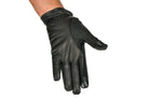 Kids' Riding Glove: Black Leather Glove, Single Glove View, Showing Stitched Seams and Finger Detail
