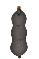 Antique horse brass leather hanger, specifically designed to hold three horse brasses, crafted from dark leather with a brass buckle and three individual slots/loops.