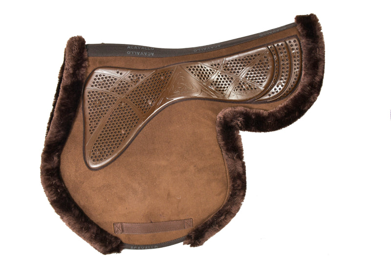 Brown Acavallo gel and memory foam hunter saddle pad with brown fleece lining  - side silo