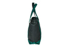 Side view of Oxford Large Cotton Tote in black and green, standing on a white background.


