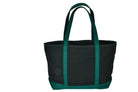 Back view of Oxford Large Cotton Tote in black and green, standing on a white background.


