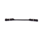 Black leather Saddle Handle with silver buckles, displayed on a white background.


