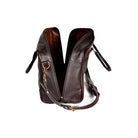 Freedman's Stanhope Overnight Bag, Open, Displaying Two-Tone Leather Interior, Zipper Closures, and Side Handle, White Background