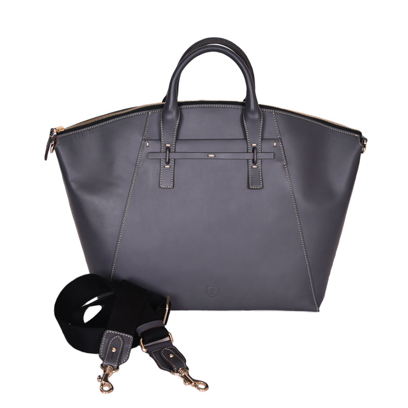 Grey Battlesden Tote Bag with shoulder strap and handles, shown on a white background