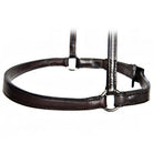 Horse Training Equipment: Hidden Metal Front Tapered Caveson with Leather Construction and Metal Rings