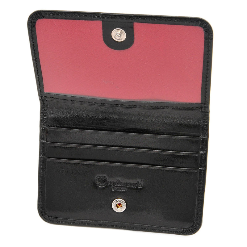 Freedman's Filp Wallet (Open View), showcasing card slots, and vibrant leather red interior. 