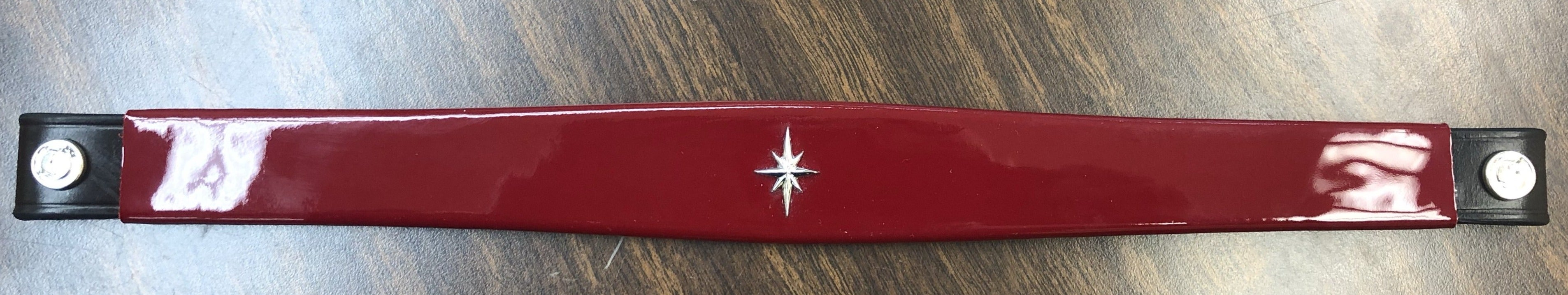Browband Wide Tapered #2 Dark Red 13" with Sarah Russell Chrome Star Solaris