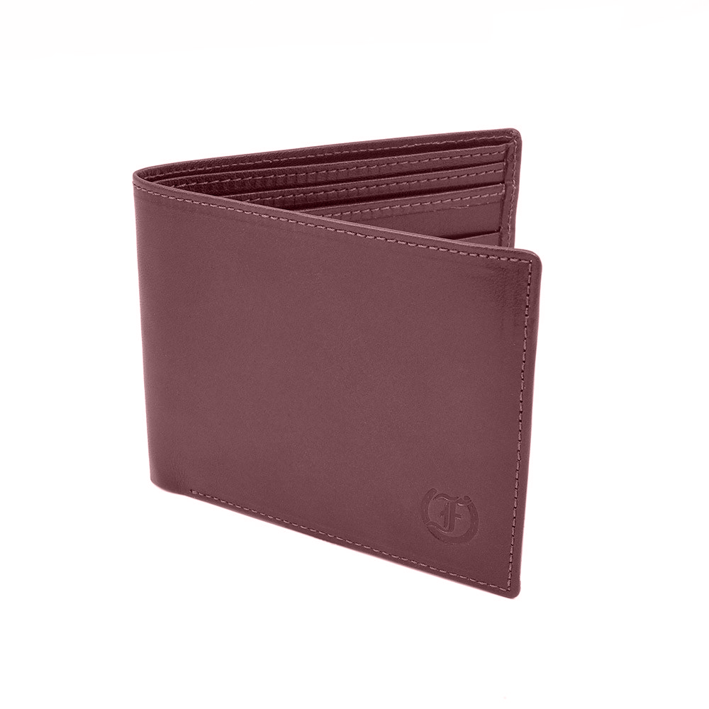 Bordeaux leather Men's Wallet by Freedman's with visible stitching and embossed logo.