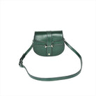 Green leather Small Snaffle Bit Shoulder Bag by Freedman's with gold snaffle bit hardware and adjustable strap, displayed on a white background.